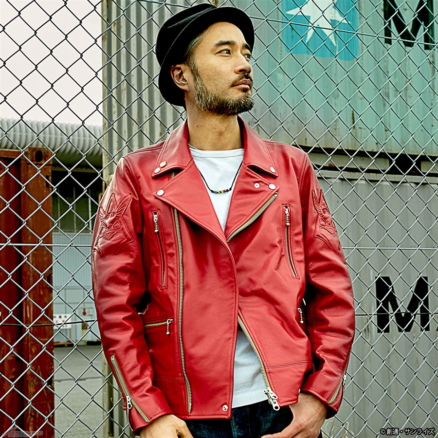 ガンダム　ジオン軍 レザージャケット、牛革、頑強なライダース ガンダム ジオン軍 レザージャケット LL 限定 機動戦士ガンダム