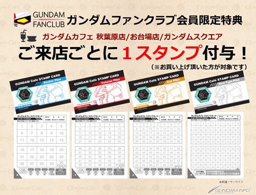 ガンダムファンクラブ 7 8より新特典 ガンダムカフェ スタンプカードに追加で1ポイント付与 Gundam Info